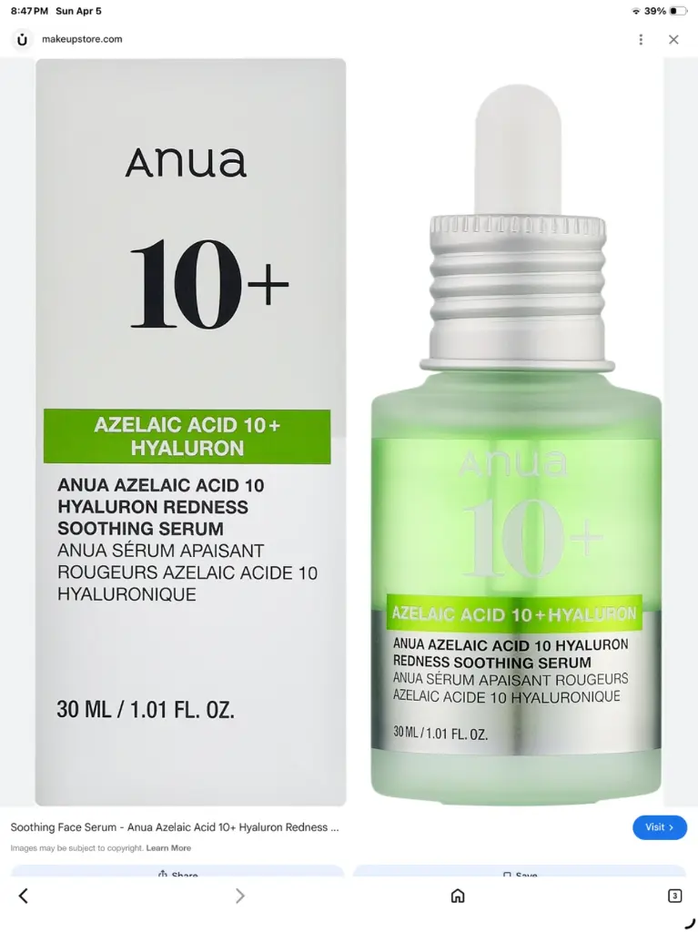 Anua Azelaic Acid 10 Hyaluron Redness Soothing Serum 30 ml 