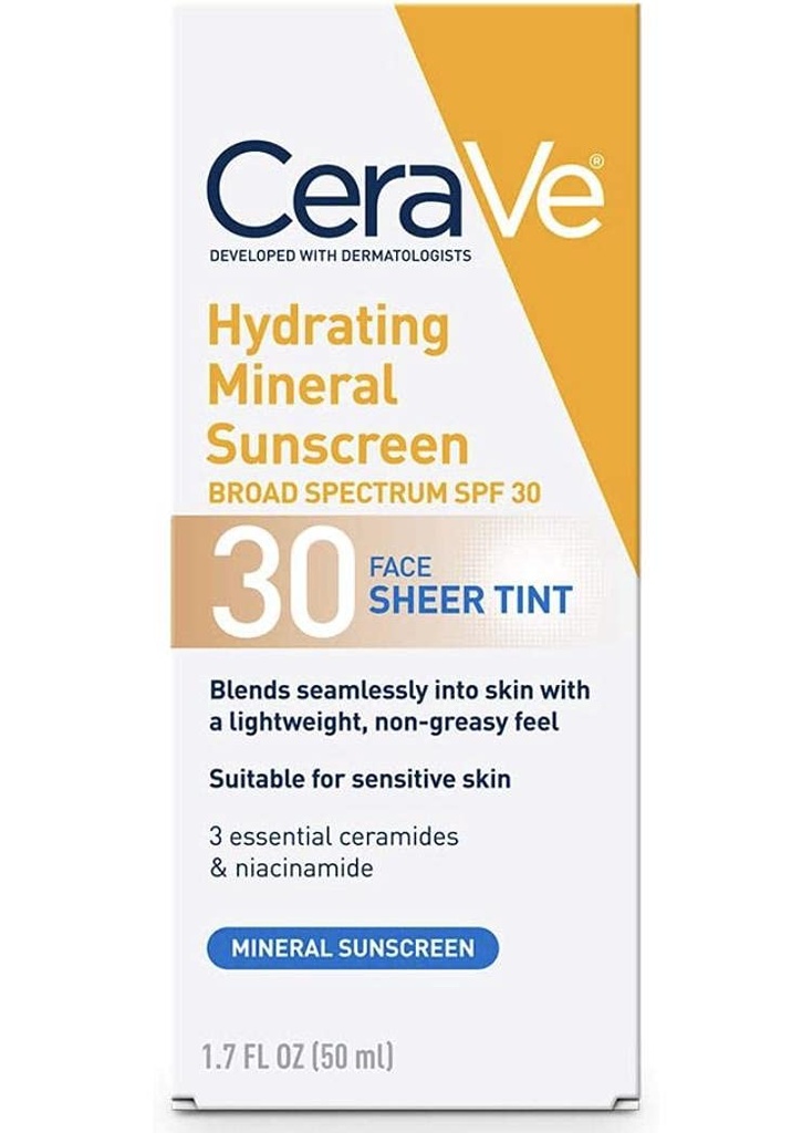 Cerave Moisturizing Mineral Sunscreen Face Sheer Tint SPF 30 - 50 ml