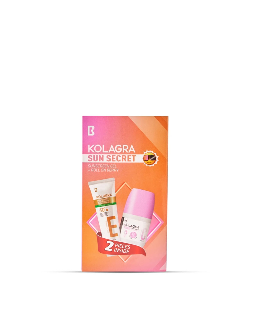 Kolagra Sun secret (Sunscreen Gel Cream 50 ML+Roll on Berry 3*1 60 ML) 