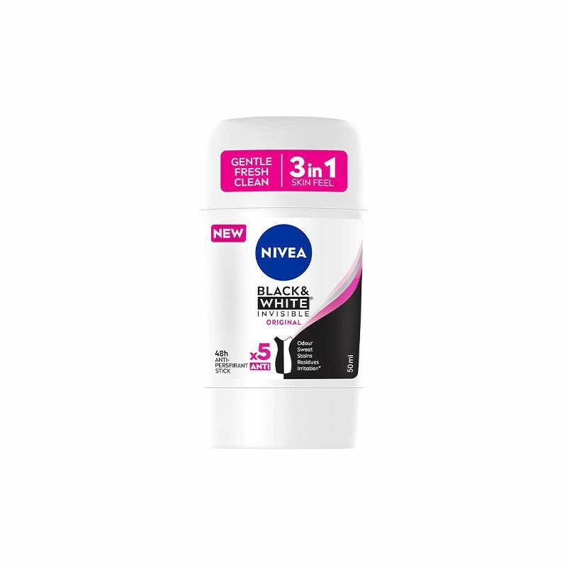 NIVEA Black & White Invisible 48H Antiperspirant Deodorant Stick for Women 50 ml