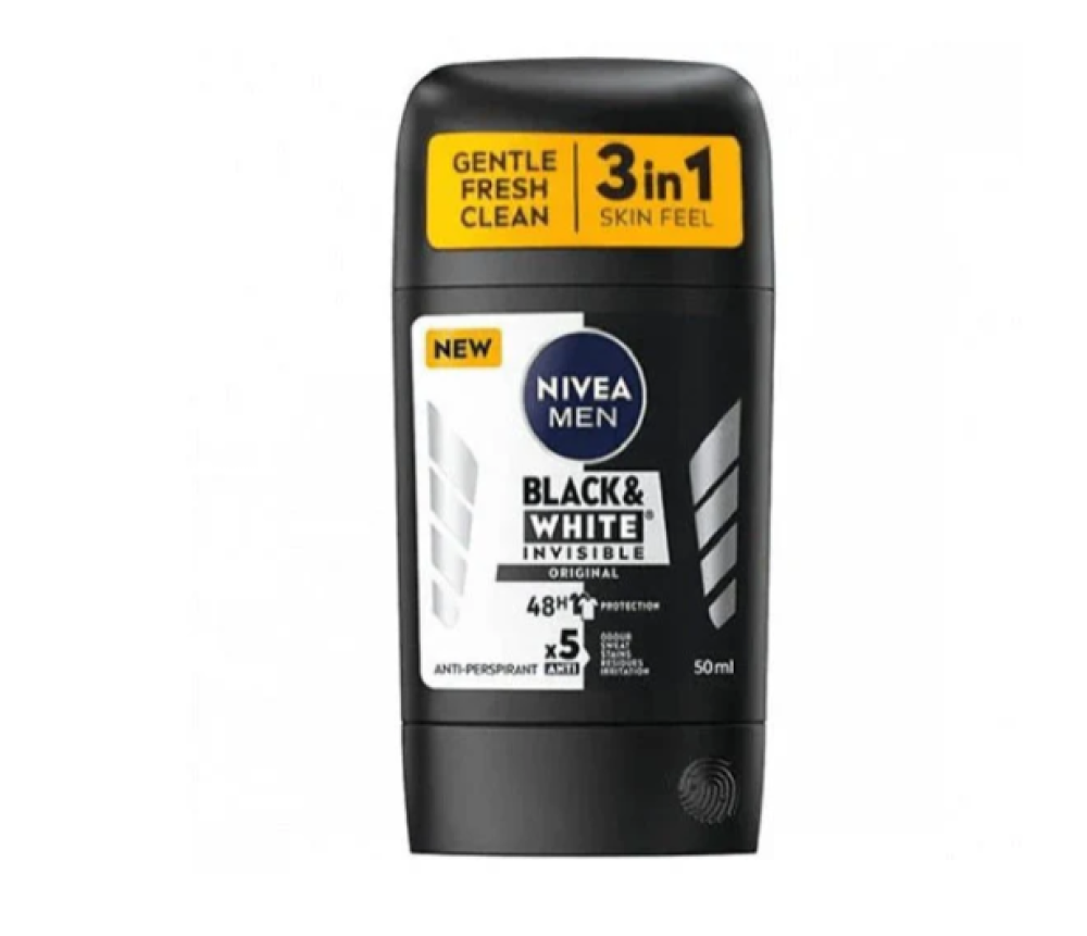 NIVEA Black & White Invisible 48H Antiperspirant Deodorant Stick for men 50 ml