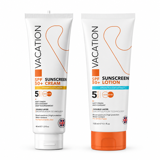 Vacation Sunscreen Lotion Green Tea 120 ml + Vacation Sunscreen Cream Vitamin E 60 ml 